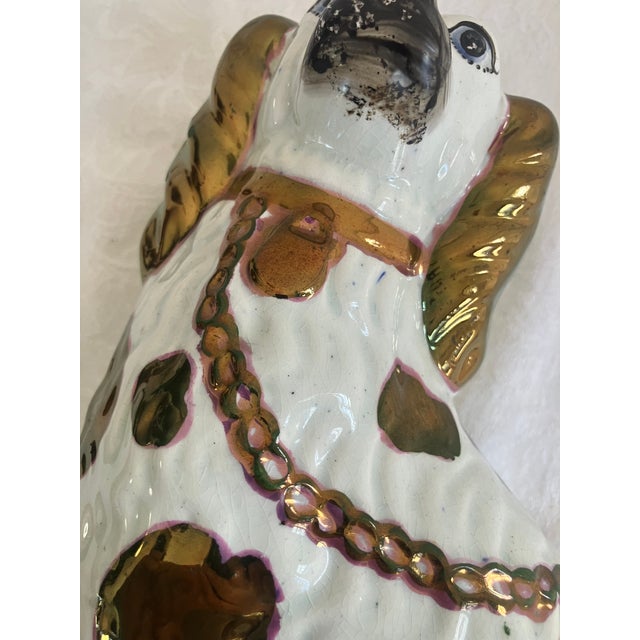 Victorian Late 19th Century Victorian Stafford Ceramic Brown & White Spaniel Dog Figurine For Sale - Image 3 of 9