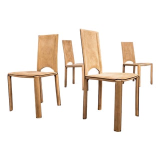 Brazilian Modern Set of 4 Chairs in Suede, Mario Bellini, 1970s For Sale
