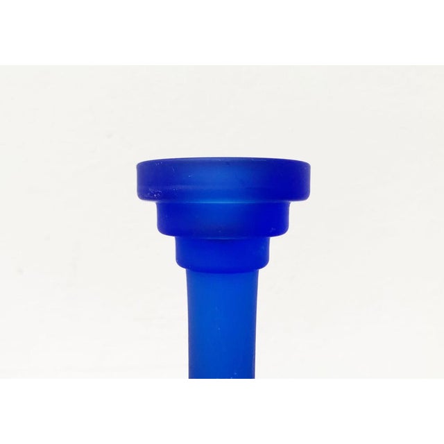 Postmodern Blue Glass Candleholder, 1990s, in Very Good conditions. Designed 1990 to 1999
