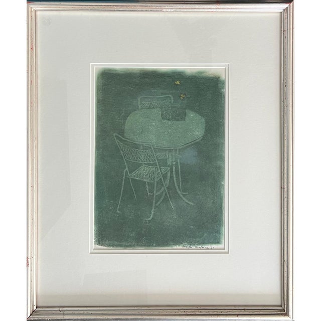 Joseph Solman, Monotype Print Painting Garden Scene Table Chair Joseph Solman American Art WPA, 1980 For Sale - Image 9 of 13