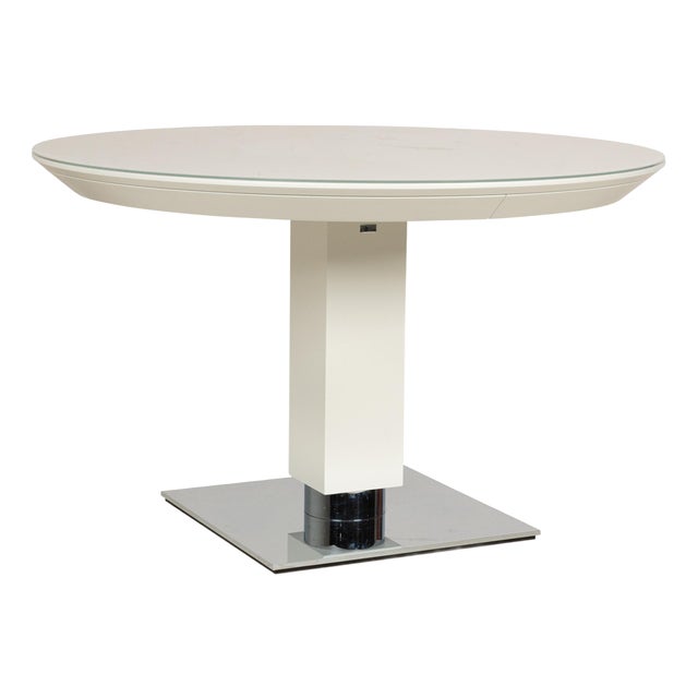 Bacher Todo Wood Glass Dining Table White For Sale