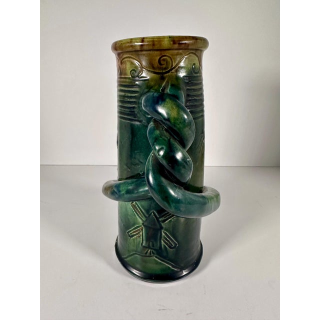 Ceramic Art Nouveau Belgium Pottery Jug with Twisted Handle For Sale - Image 7 of 10