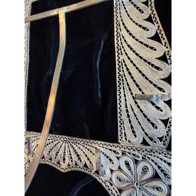 Vintage Persian Silver Filigree Wedding Frame For Sale In Los Angeles - Image 6 of 13