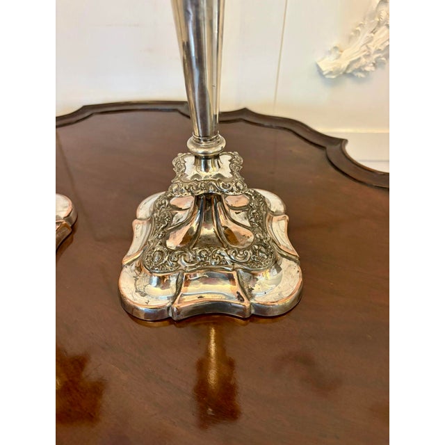 Antique Tall Silver-Plated Candlesticks, 1880, Set of 2 For Sale - Image 11 of 12