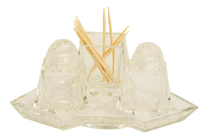 Art Deco Glass Salt and Pepper with Toothpick Holders, Vienna, 1920s
