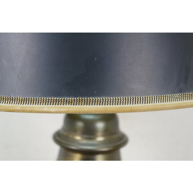Mid 20th Century Empire Brass Mantel Trophy Urn Table Lamp Black Shade 31" For Sale - Image 14 of 14