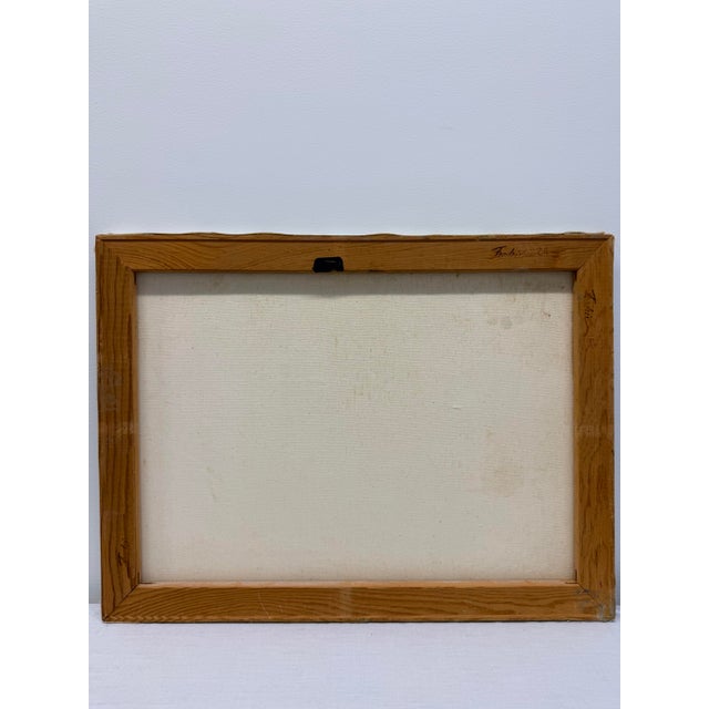 Textile 1970s Original Mountain Lake Landscape Painting by Larue For Sale - Image 7 of 9