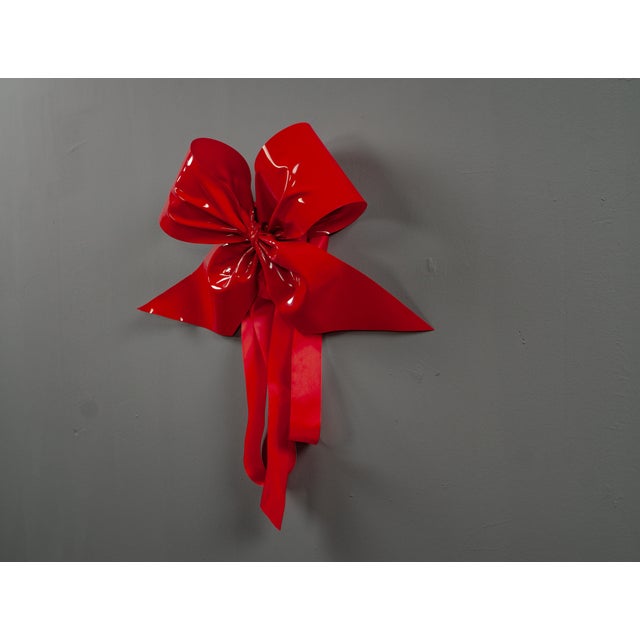 Large Red Gift Bow Hand-Formed from Plastic For Sale - Image 4 of 13