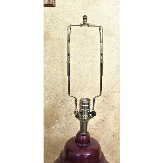 Vintage Chinese Flambe Porcelain Urn Lamp With Dale Tiffany Shade For Sale - Image 11 of 18