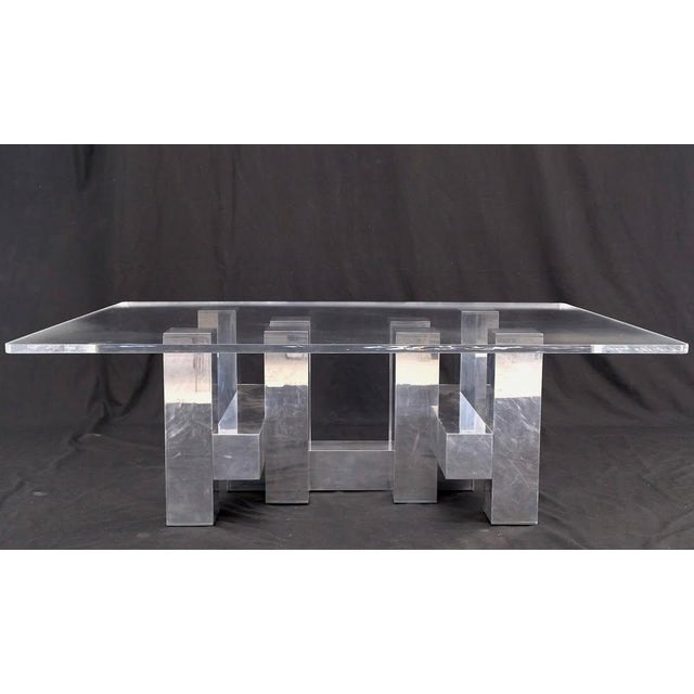 Paul Evans 1960s Cityscape Aluminum Base Glass Rectangle Top Rounded Corners Coffee Table For Sale - Image 4 of 9