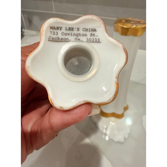 Ceramic Vintage White and Gold Salt & Pepper Shakers For Sale - Image 7 of 7