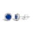 Contemporary 10K White Gold Blue Sapphire and 1/6 Cttw Diamond Halo Stud Earring For Sale - Image 3 of 5
