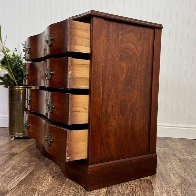 Brown Vintage Mahogany Serpentine Chest W/ Leather Top For Sale - Image 8 of 10