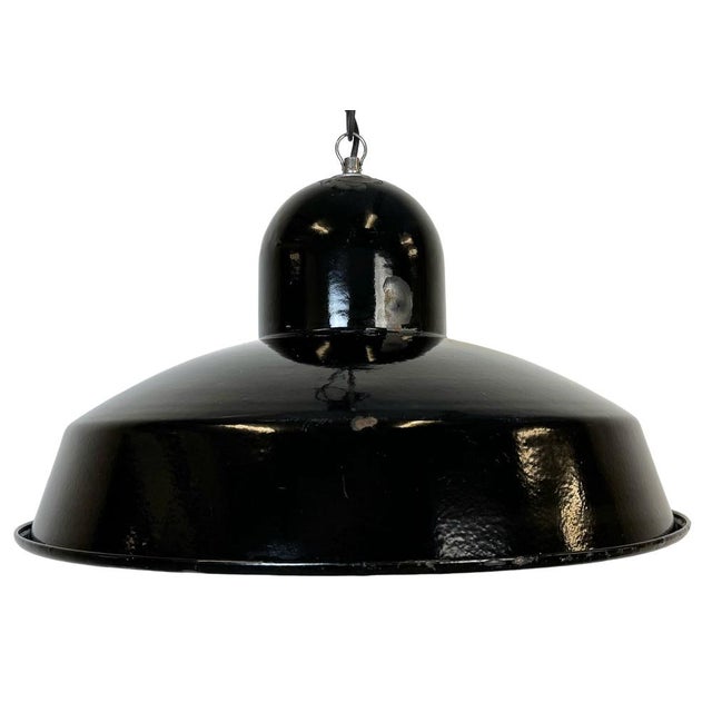 Industrial Black Enamel Factory Pendant Lamp, 1960s For Sale - Image 16 of 16