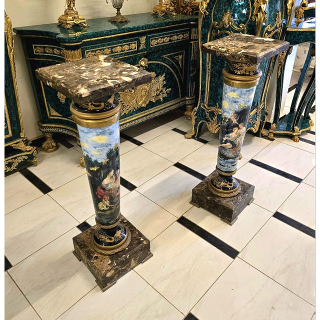 Bring museum-quality elegance into your home with this breathtaking hand-painted porcelain pedestal, designed to showcase...