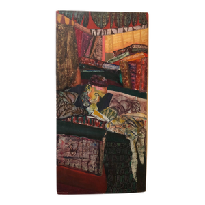 Paul ShimonMid Century Modernist Judaica Rabbi Scribe Painting Outsider Art