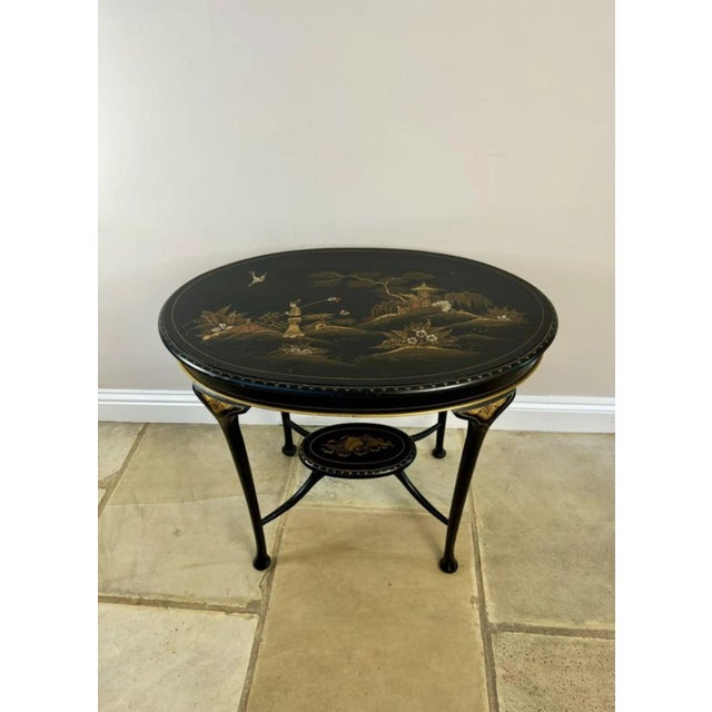 Antique Edwardian Chinoiserie Decorated Lamp Table, 1910 For Sale - Image 9 of 9