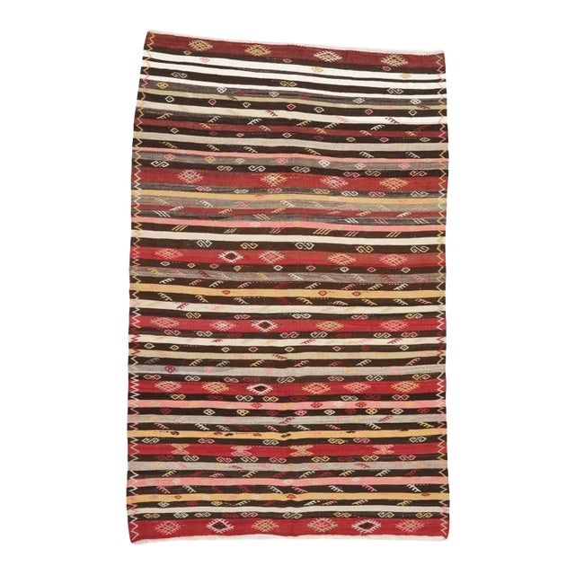 Mid 20th Century Striped Vintage Kilim Rug For Sale