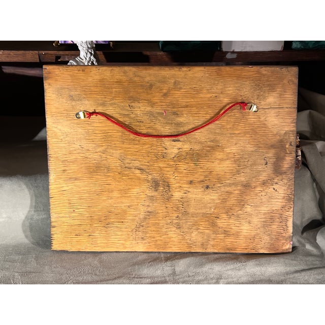 French Chinoiserie Chic Style Blue on Pink Whimsical Oil on Wood Panel Painting For Sale - Image 10 of 12