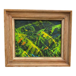 Vintage Abstract Oil on Board Painting With Heavy Impasto For Sale