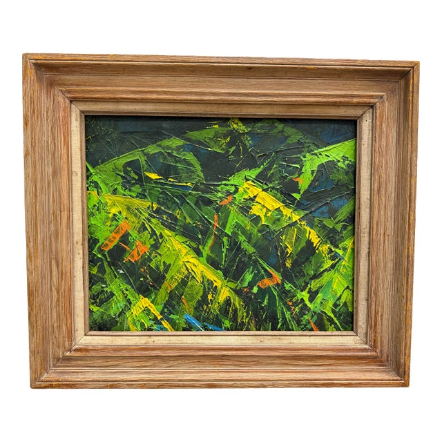 Vintage Abstract Oil on Board Painting With Heavy Impasto For Sale