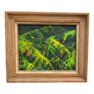 Vintage Abstract Oil on Board Painting With Heavy Impasto