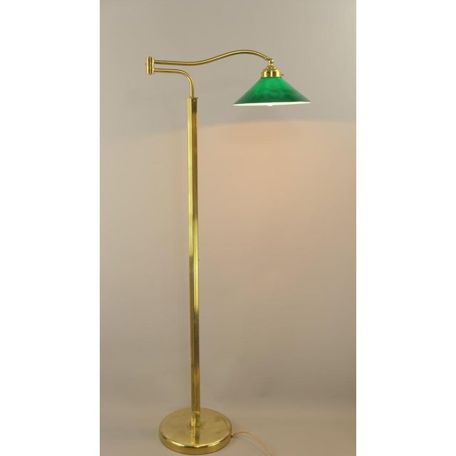 Adjustable Brass Floor Lamp with Green Shade, Italy, 1930s For Sale - Image 14 of 17
