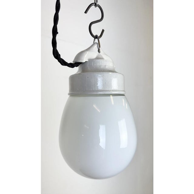 1970s Vintage White Porcelain Pendant Light, 1970s For Sale - Image 5 of 15