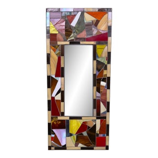 Signed Stained Glass Mosaic Mirror by Duran, 2002 – Abstract Studio Art For Sale