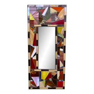 Signed Stained Glass Mosaic Mirror by Duran, 2002 – Abstract Studio Art