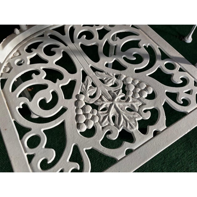 1950s 1950s Mid-Century Cast Iron Glass Top Dining Table With 4 Chairs Victorian Grape Pattern by Atlanta Stove Works, Attributed For Sale - Image 5 of 10