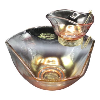 Indiana Glass Iridescent Chip and Dip Bowl - Set of 3 For Sale