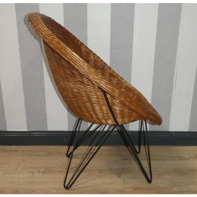 Black Wicker Chair by Teun Velthuizen for Urotan, Netherlands, 1950s For Sale - Image 8 of 13