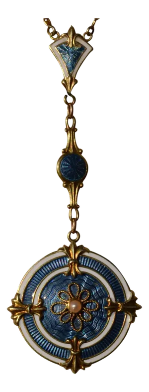 The Bliss: Antique Wordley Allsopp & Bliss Enamel Necklace with Seed Pearl
