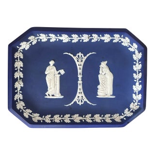 Large Antique Wedgwood Jasperware Blue and White Platter For Sale