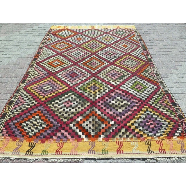 Traditional Vintage Turkish Kilim Rug - 75" X 115" For Sale - Image 3 of 12
