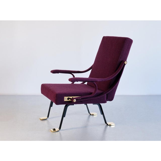 Digamma Armchair in Purple Dedar Fabric & Brass by Ignazio Gardella, 2010s For Sale - Image 14 of 17