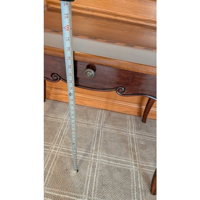 Wood Vintage Baker French Provincial Cherry Wood Inlaid Console Table Writing Desk - 48" For Sale - Image 7 of 7