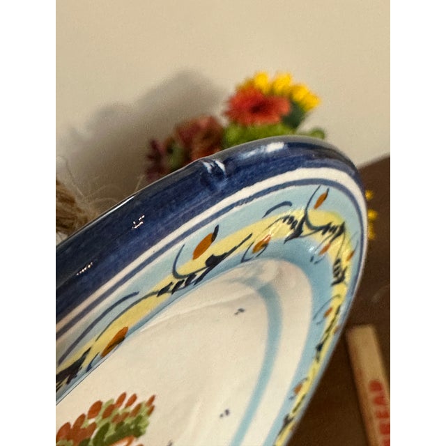 Atelier Bondil Moustiers French Faïence Wall Plate With Hand-Painted Floral Urn For Sale In Boston - Image 6 of 12
