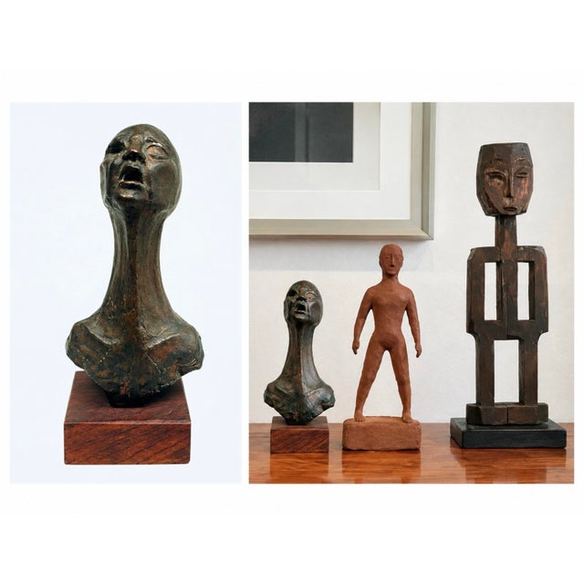 Black Vintage Abstract Bronze Bust Sculpture in the Manner of Tibor Vitt (7.25” High) For Sale - Image 8 of 8