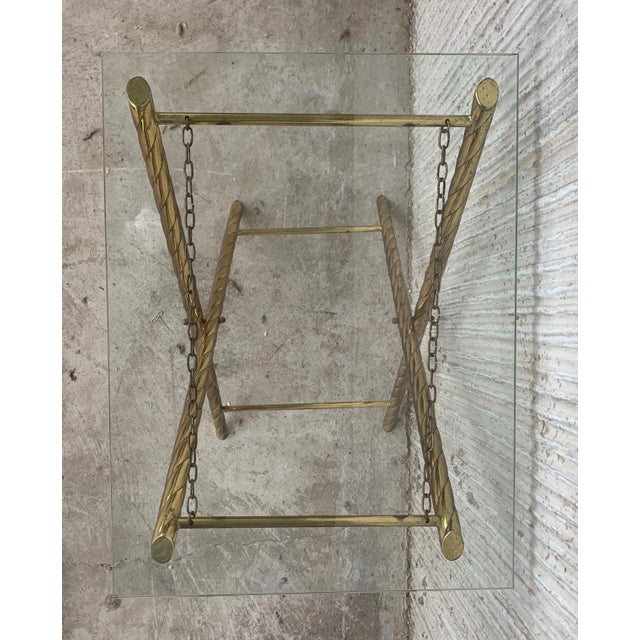 Mid 20th Century Mid-Century Modern Italian Faux Bamboo Folding Coffee Table with Glass Top For Sale - Image 5 of 6