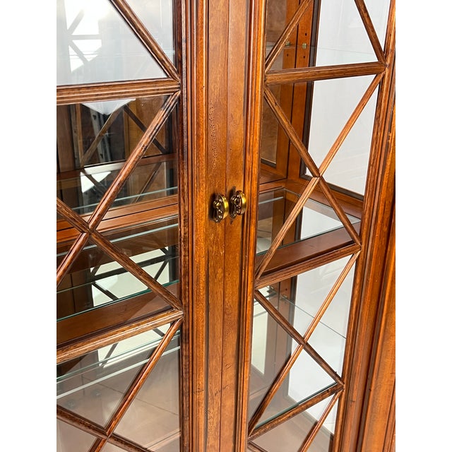 Late 20th Century Hickory White Lighted Glass Curio or Display Cabinet For Sale - Image 11 of 12