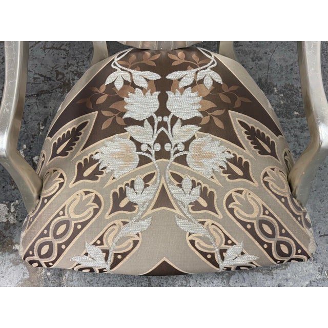 Silver Century Furniture Oval Back Armchairs, Pair. For Sale - Image 8 of 12