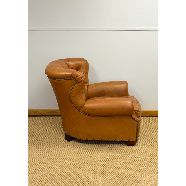 1990s Rare Ralph Lauren Prototype Writer’s Chair in Patinated Leather For Sale - Image 14 of 18
