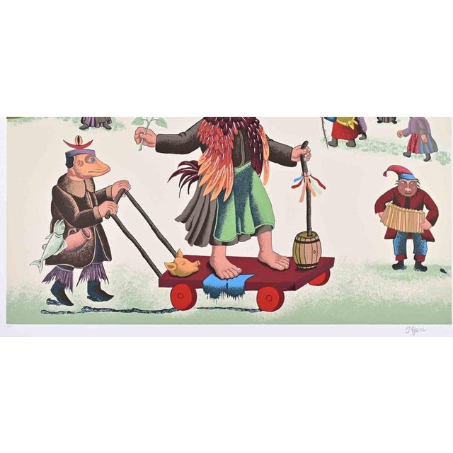 Screen print realized by Ivan Generalic in 1976. It is after Generalic's Painting "Carnevale", also know as "Masquerade in...