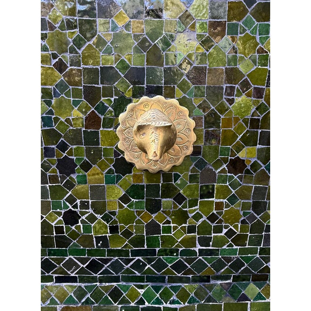 Moroccan Emerald Green Arched Mosaic Vintage Wall Fountain For Sale - Image 3 of 8