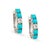 Ladies 18k White Gold 2.25ctw Diamond and Turqouise Huggie Hoops Earrings, Pair For Sale In Houston - Image 6 of 8