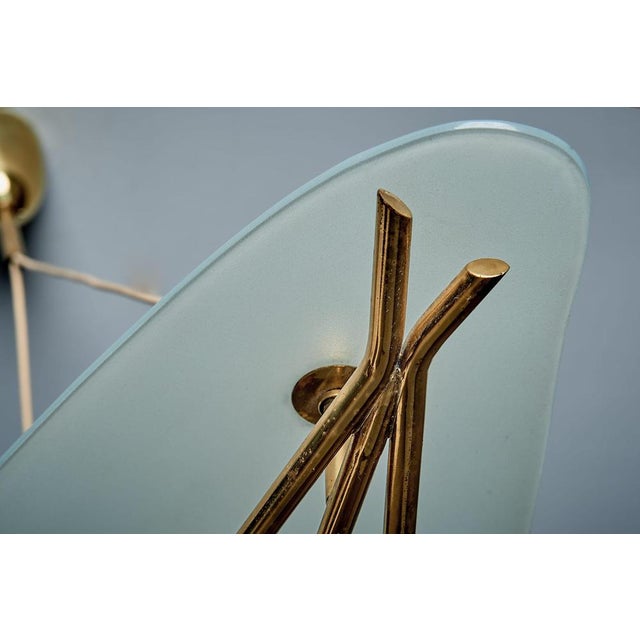 Metal Sculptural Pendant Light with Sweeping Frosted Glass Shade, Italy, 1950s For Sale - Image 7 of 14