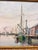 Oil Painting Depicts a Tranquil Harbor Scene With Fishing Boats Moored by a Pier and a Small Rowboat in the Calm Water. By J .Henry Hallbert For Sale In Miami - Image 6 of 12