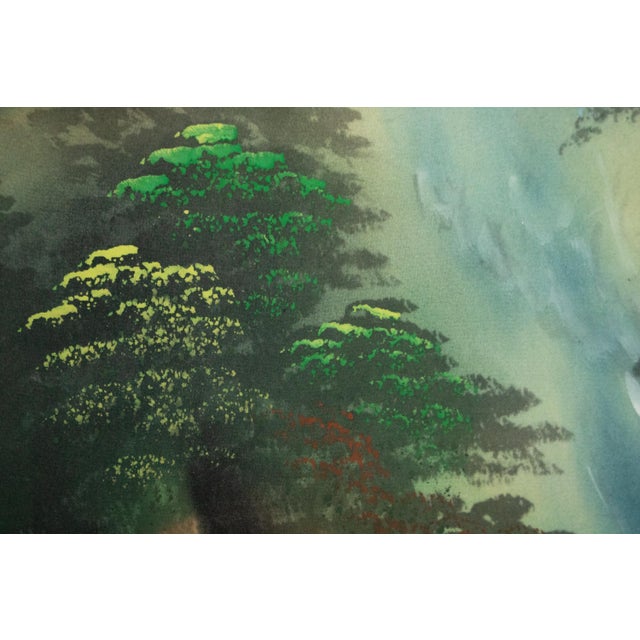 "Summer Landscape With River", Late Meiji to Taisho Era Silk Scroll Painting For Sale - Image 9 of 18